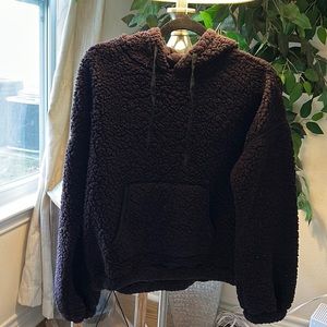 Z by Zella dark purple fuzzy hooded sweater